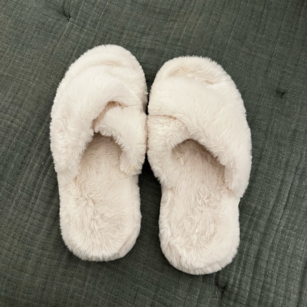 White Fuzzy slippers